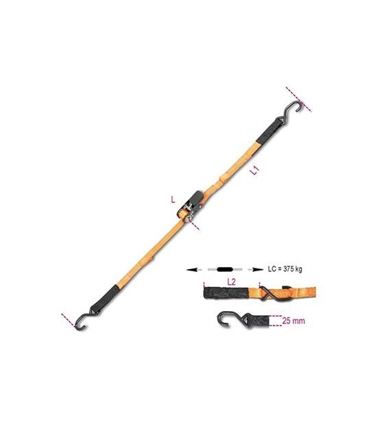 Robur Cinghia A Trazione 2 Ganci + Cric 8188Cg Robur L.Mt 3 H.Mm 25 Kg 400