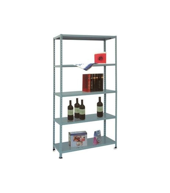 Prometal Scaffale Kit 5 Ripiani Aste Intere Prometal Vern Grigio Cm 40X 80 H.Cm 200