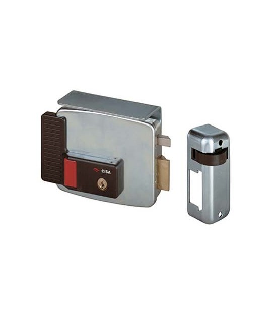 Cisa Serratura Metallo Applicare Elettrica 11731 Cisa Zincata C.Tondo Fisso+Scr+Puls+Tett E.Mm 70 Dx