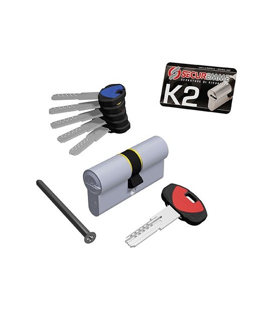 Securemme Cilindro Sagomato K2 3200-C Securemme Ott.Nich.Satin Chiavi 5 Mm 90 40+50