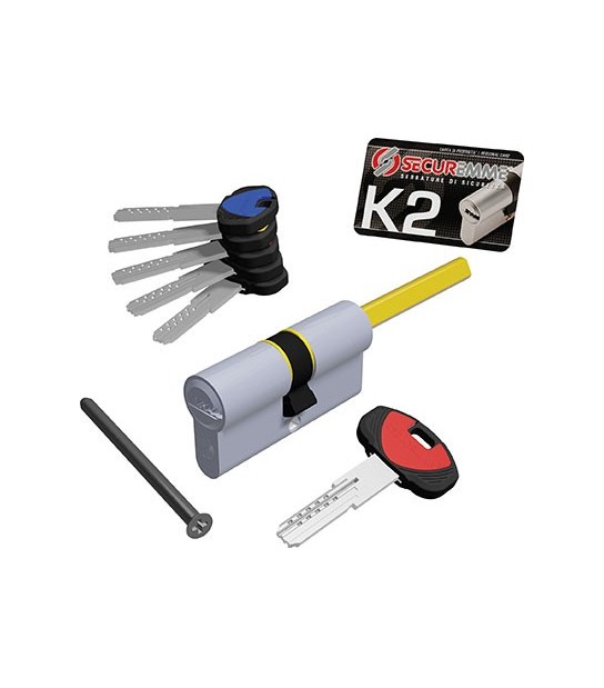 Securemme Cilindro Sagomato K2 3200-Q X Pomolo Securemme Ott.Nich.Satin Chiavi 5 Mm 70 30+40