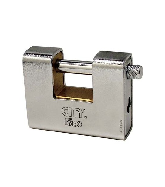 Iseo Lucchetto Antiscasso Corazzato Aditus Iseo Ottone/Acciaio Sabbiato Chiavi 3 Mm 90