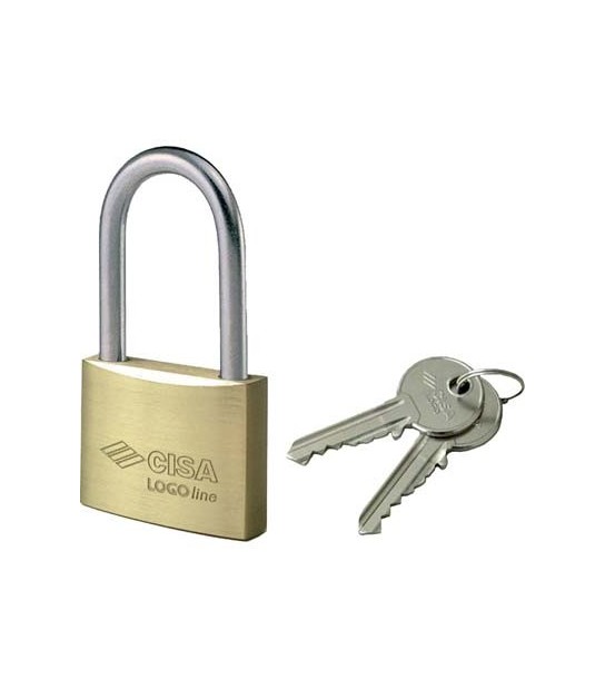 Logo Cisa Lucchetto Arco Lungo 21011 Logo Ottone Arco Cromato Chiavi 2 Mm 30X24