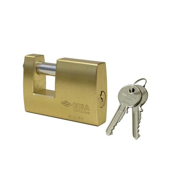Logo Cisa Lucchetto Rettagolare 21610 Logo Ottone Satinato Chiavi 2 Mm 90