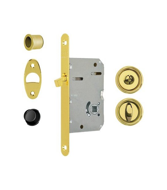 Agb Serratura Porta Scorrevole Scivola Tre Agb Nicchie Tonde E.Mm 50 B.Tondo Ottone Lucido