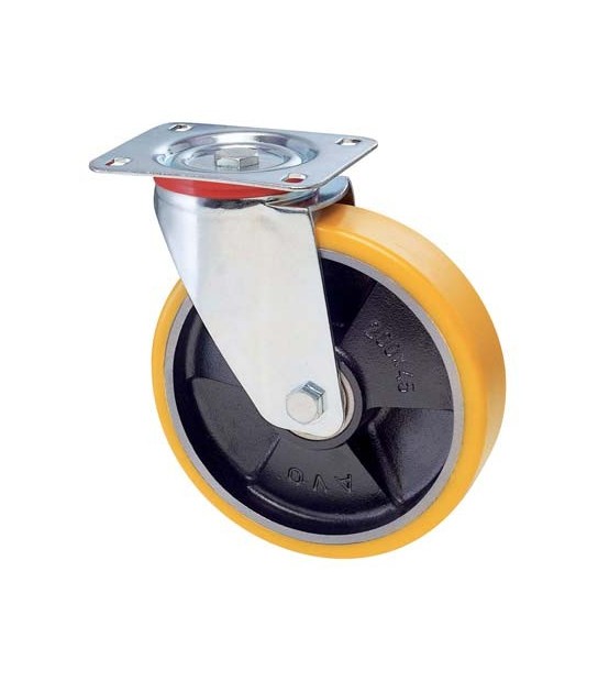 Valsecchi Ruota A Forcella Girevole 22 Avo A/Zincr/Pol.Gial D/Ghisa D.Mm 125X25 P.Mm 100X85