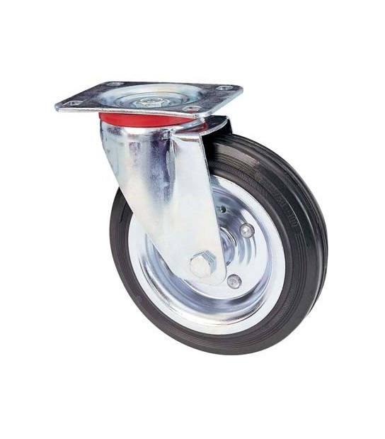 Valsecchi Ruota A Forcella Girevole 80 Avo A/Zincr/Gomma Nera D.Mm 80X25 P.Mm 100X85