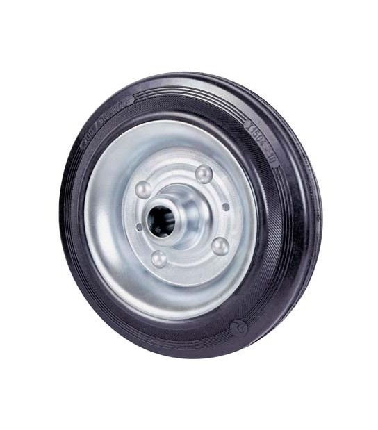 Valsecchi Ruota Gomma Nera 112 Avo Disco Acciaio + Cuscinetti A Rulli D.Mm 80X25