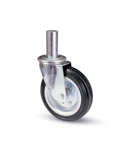 Valsecchi Ruota A Forcella Tubi Innocenti 80Bi Avo A/Zincr/Gomma Nera Mm 200X50 Perno Gir Mm 40X190