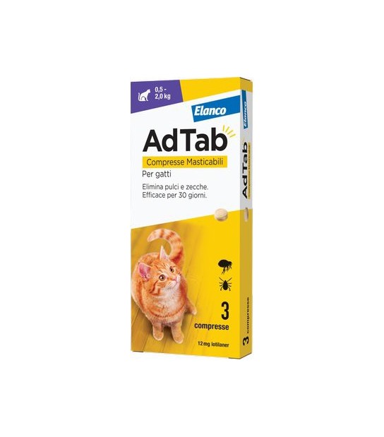 Elanco Antiparassitario Adtab Gatti Elanco Kg 0,5/2 Cf:Pz 3